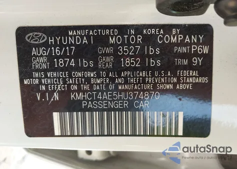 2017 Hyundai Accent Se from USA, damaged, VIN KMHCT4AE5HU374870